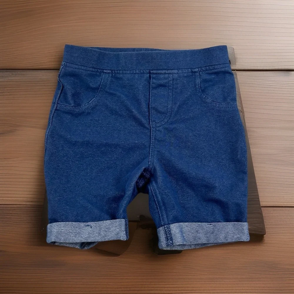 Garanimals Shorts Girls 4T Blue Med Wash D‎ Denim Look Stretch Cuffed Pull On